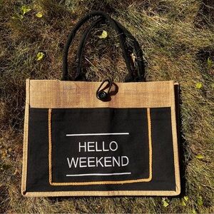 🌷SPRING CLEANING 🌷Hello Weekend Burlap Tote Bag